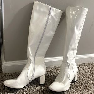 White leather boots